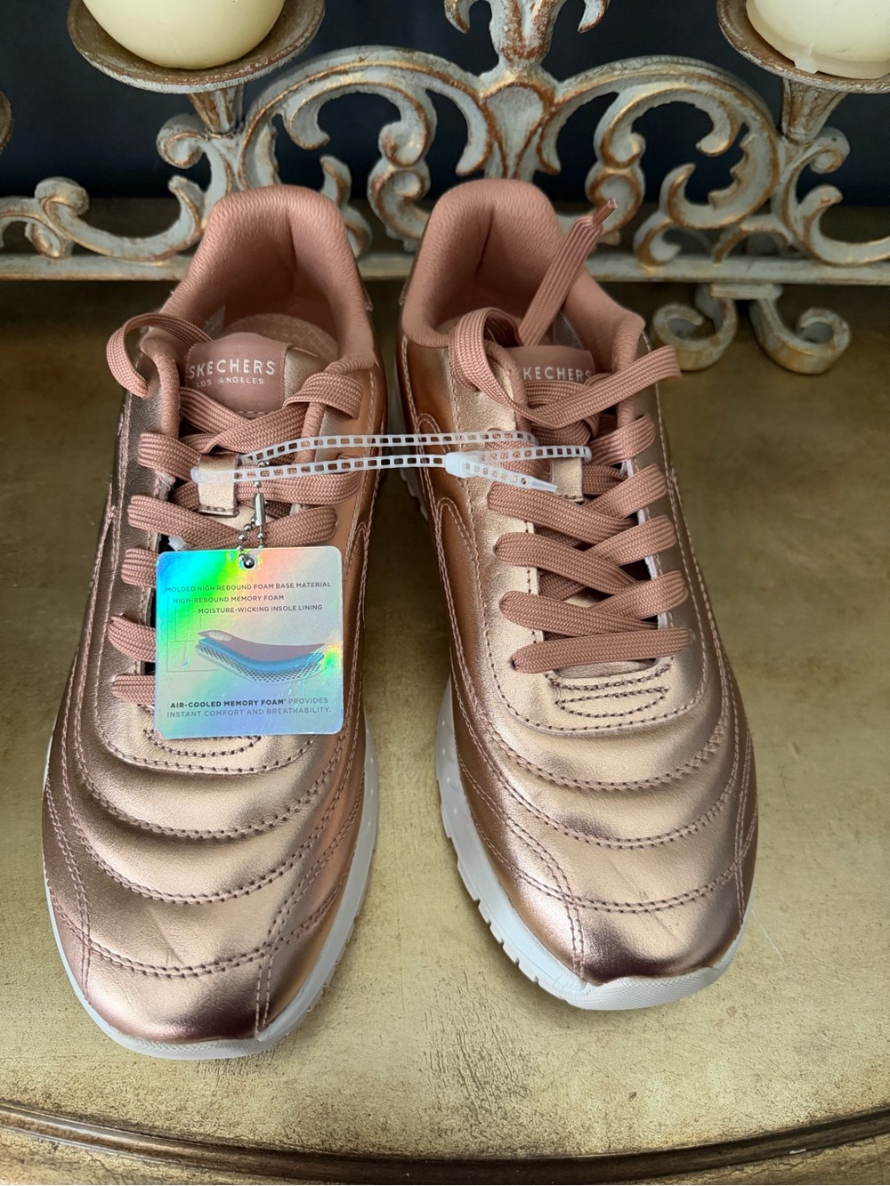 NWT Skechers Rose Gold Metallic Women's Athletic Sneakers